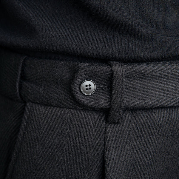 Retro-Styled Black Wool Blend Casual Pants, High-Waist Anti-Wrinkle Trousers, Versatile & Chic Fashion.
