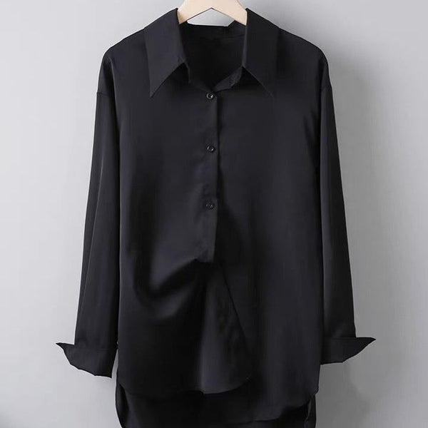 Trendy Patterned Loose Fit Top, Long Sleeve Button Print, Polyester, Women's Fashion, Casual & Office Wear, Sizes S-2XL.