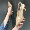 Elegant Pointed Stiletto Sandals in Black - Women's High Heel Fashion footwear for formal occasions - PU Leather, 6-8 cm heels