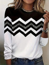 Engaging 3D Print Casual Long-Sleeve Tee in Multiple Colors
