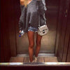 Cozy Off-Shoulder Long Sleeve Women's Sweater in Khaki and Gray
