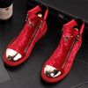 Toasty Cotton Plush Winter Fashion Shoes in Black, Red, Blue - Zipper Closure, Suede Material - Men's & Women's Sizes 38-43