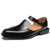 Breathable Hollow Square-Headed Plus-Size Men's Sandals - Black or Brown- Comfortable PU Upper, Rubber Sole - Adjustable Buckle - Spring & Summer Style