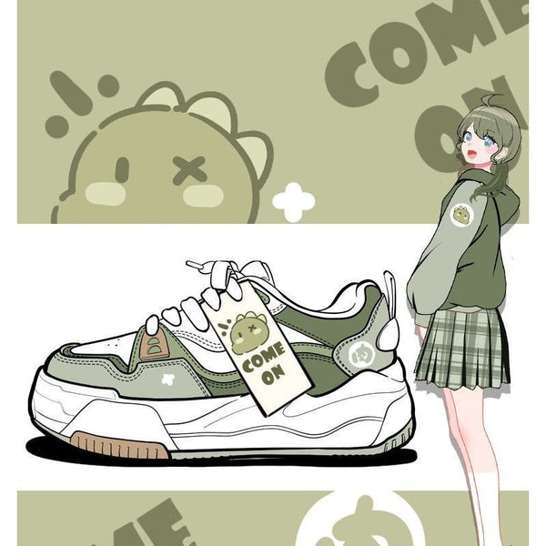 Chic Hong Kong Dad-Style Green Platform Sports Shoes for Women