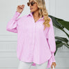 Chic Striped Pleated Cuff Loose Top in Black and Pink Stripes