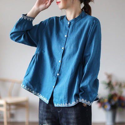 Vintage Embroidered Cardigan Loose Casual Top