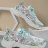 Feminine Floral Print Sports Shoes with Flat Sole, Casual and Comfortable Athletic Footwear for Women