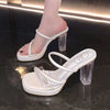 Elegant Open-Toe Platform Sandals with Chunky Heels, PU Leather, Non-slip Rubber Soles - Women’s Wear-resistant Footwear