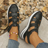 Breathable Women's Summer Wedge Sandals in Black - Hollow Design