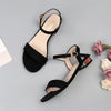 Plus Size Women's Black Roman Strap Flat Sandals - Chic and Comfortable Women's Footwear with Korean-inspired Design