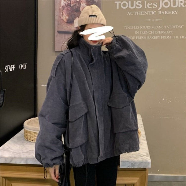Cozy Lamb's Wool Corduroy Ladies Coat in Chenille Fabric, Sizes S to 2XL, Autumn Winter Fashion Essential