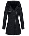 Warm Mid-Length Thermal Trench Coat with Unique Oblique Zipper