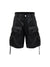 Black Cotton Tactical Shorts with Multi-Zip Detail in Glossy Black - Men's Outdoor Casual Wear