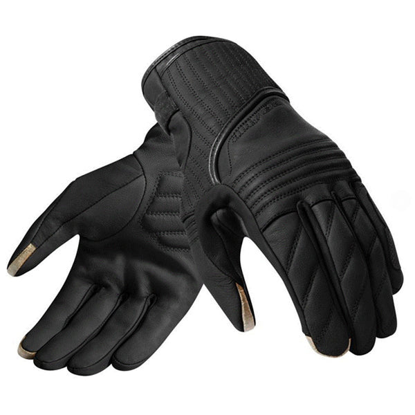 Premium Retro Leather Motorcycle Riding Gloves in Yellow, Black, and Brown for Maximum Grip and Style - Fall-proof and Waterproof - 1 Pair