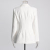 Chic White Patchwork Slim-Fit Jacket for Stylish Women