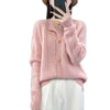 Vintage-Style Twisted Wool Cardigan in Various Colors - Loose Fit Jacquard Weave Design with Classic Buttons for Women