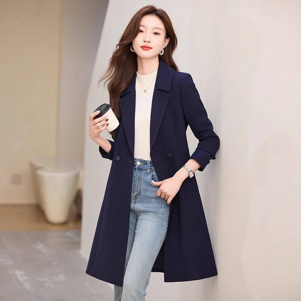 Black Suit Trench Coat Coat For Women Autumn