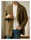 Men's Wool Blend Mid-Length Blazer Coat in Black - Stylish & Warm Coat with Thermal Insulation