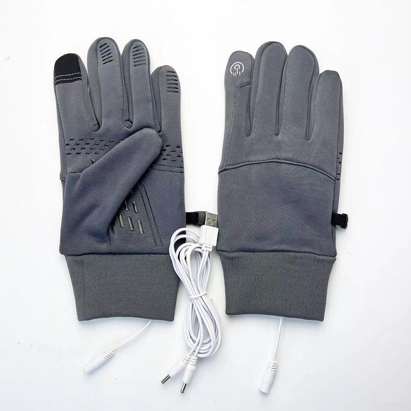 USB Electric Heating Gloves for Cycling - Waterproof, Windproof, Touchscreen Compatible - Black/Grey Options - Non-slip & Insulated.