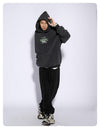 Unisex Distressed Streetwear Sweater with Graphic Print - Urban style, loose fit cotton sweater for edgy, casual wear.