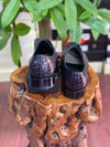 Luxurious Crocodile Skin Leather Shoes for Men - Black, Stylish & Breathable Lows with Aircraft Tire Sole