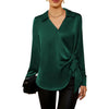 Elegant Lace-up Long Sleeve Shirt, Milk Silk fabric, Waist-trimming top, Women's fashion, Trendy colors, Sizes S-XXL