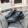 Men's Leather Casual Breathable Sneakers in Black White - Winter Comfort Fashion