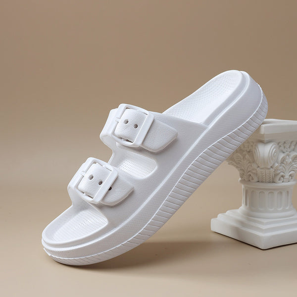 Women's Double Buckle Beach Sandals - Comfortable Non-slip Slippers