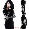Bold Gothic Punk Women's Hoodie with Zipper Front in Black