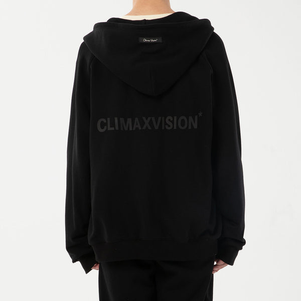 Chic Zip-Up Hoodie with Couple's Tape Print in Black, Khaki, and Dark Grey