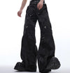 Sleek Punk Style Glossy Leather Pants with Metal Buckle in Black - Men's Fashion Essential