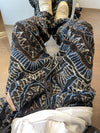 Men's Stylish Seaside Casual Loose Beach Pants with Flower Print - Black, Polyester, Straight-Leg. Ideal for beach adventures.