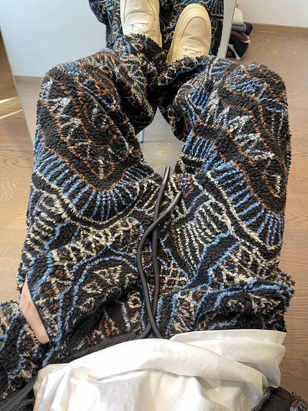 Men's Stylish Seaside Casual Loose Beach Pants with Flower Print - Black, Polyester, Straight-Leg. Ideal for beach adventures.