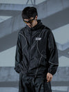 Men's Lightweight Hooded Top with Reflective Detail in Black and Gray