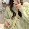 Cozy Autumn/Winter Loose Knitwear Sweater in Creamy-White - Sizes S to XL - Color-Blocking Hemp Fabric - Women's Fashion