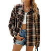 Trendy Striped & Plaid Shirt Coat in Bold Tones, High-Quality Cotton, Long Sleeve - Asian Sizes, Versatile Style