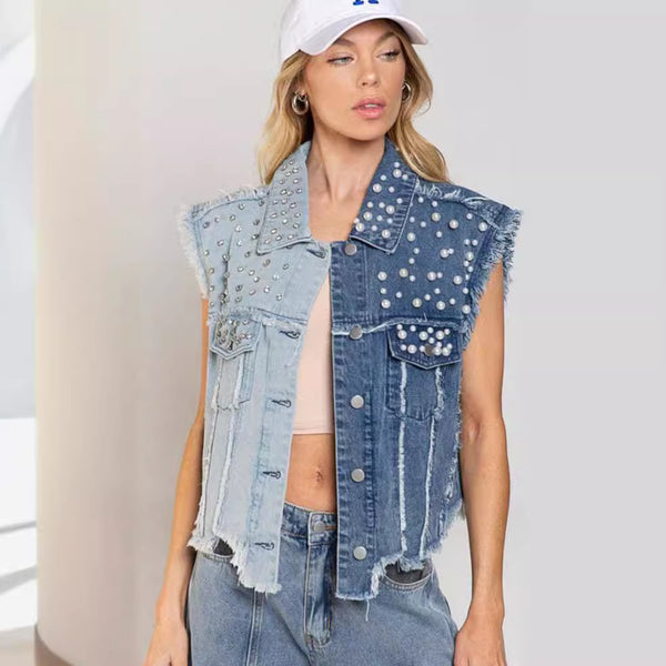 Chic Denim Vest for Women - Blue Casual Fashion Piece