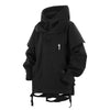 Stylish Men's Hooded Jacket - Loose Fit Black Mixed Gray Casual Cotton Coat