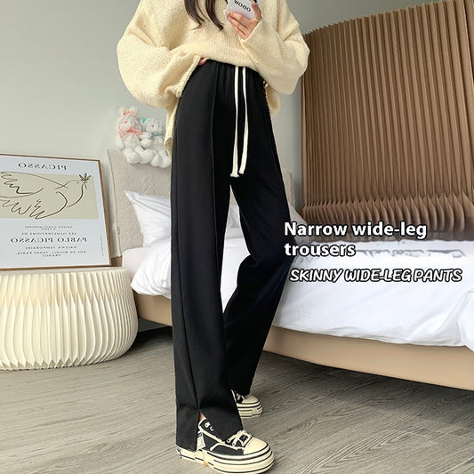 Sports Straight Loose Casual Slit Wide Leg Pants