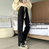 Casual Wide-Leg Slit Pants in Sporty Style, High-Quality Cotton, Trendsetting Design