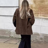 Elegant Ladies' Faux Suede Coat in Vintage Style - High-Quality Polyester Retro Fashion - Women's Jacket with Chic Pocket