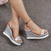 Elegant Women's Platform Wedge Sandals with PU Sole and Round Toe - Gold/Silver - Sizes 35-42