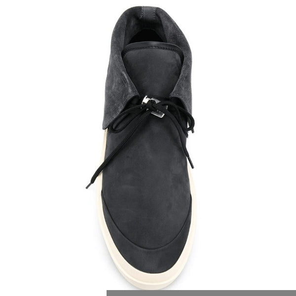 Breathable High-Top Men's Black Shoes with Flat Heels & Pigskin Lining - Trendy & Durable for All Occasions