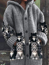 Stylish Halloween Animal Print Hooded Cape Coat with 3D Stereo Pattern. Polyester fiber, Cardigan Style, Sizes S-5XL. Perfect for Street Fashion.