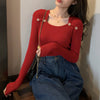 Women's Square Neck Knitted Top in Multiple Colors