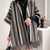 Winter Warmth Ethnic Hooded Shawl Cape - Retro Stripe Pattern & Tassel Detail - Wool Fabric - Versatile & Cozy for Fall & Winter