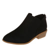 Women's Suede Ankle Boots with Zipper and Chunky Heel in Khaki - Waterproof and Non-slip Low Heeled Booties