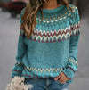 Chic Botanical Print Patchwork Sweater - Cute Pullover Top