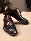 Men's Elegant Genuine Crocodile Leather Dress Shoes - Polished Charm, Lasting Durability, Stylish Rubbed Color.