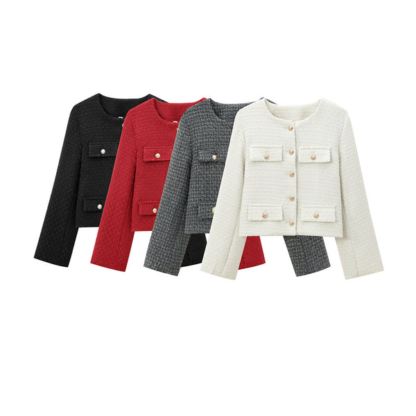 Stylish Round Neck Long Sleeve Women's Coat in Multiple Colors - Fashionable and Comfortable Outerwear for Women - Polyester Material - Available in Various Sizes